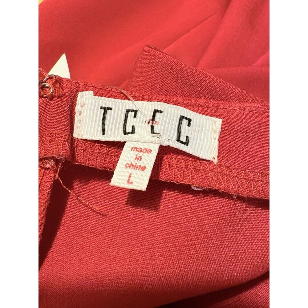 New TCEC Red‎ One Shoulder Ruffle Dress Size Large - Picture 8 of 9